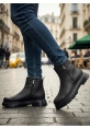 MirgeShoes Siyah Çift Fermuarlı Erkek Yarım Bilek Bot Termo SYH Taban MRG010603095