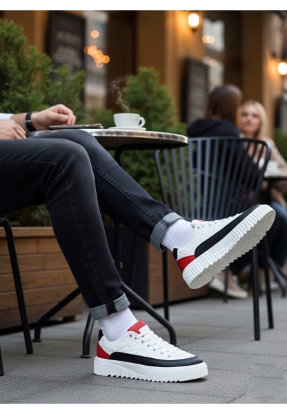 MirgeShoes Siyah Bağcıklı Erkek Casual Ayakkabı Paraşüt Kumaş Tırtıklı Yüksek BYZ-SYH-KRMZ Taban MRG010603119