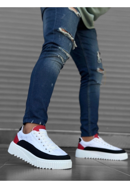 MirgeShoes Siyah Bağcıklı Erkek Casual Ayakkabı Paraşüt Kumaş Tırtıklı Yüksek BYZ-SYH-KRMZ Taban MRG010603119