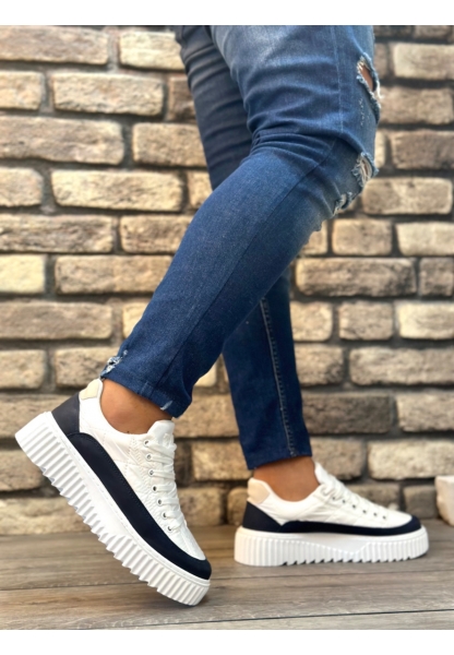 MirgeShoes Beyaz Bağcıklı Erkek Casual Ayakkabı Paraşüt Kumaş Tırtıklı Yüksek BYZ-SYH Taban MRG010603119