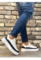 MirgeShoes Beyaz Bağcıklı Erkek Casual Ayakkabı Paraşüt Kumaş Tırtıklı Yüksek BYZ-SYH Taban MRG010603119