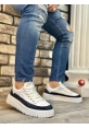 MirgeShoes Beyaz Bağcıklı Erkek Casual Ayakkabı Paraşüt Kumaş Tırtıklı Yüksek BYZ-SYH Taban MRG010603119