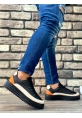 MirgeShoes Siyah Bağcıklı Erkek Casual Ayakkabı Paraşüt Kumaş Tırtıklı Yüksek SYH-BYZ-TRNC Taban MRG010603119