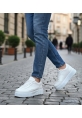 MirgeShoes Beyaz Erkek Günlük Comfort Ayakkabı Tırtıklı Yüksek Kalın BYZ Taban MRG010603120