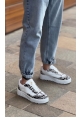 MirgeShoes Beyaz Erkek Günlük Comfort Ayakkabı Gotik Desenli Kalın BYZ Taban MRG010603120