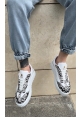 MirgeShoes Beyaz Erkek Günlük Comfort Ayakkabı Gotik Desenli Kalın BYZ Taban MRG010603120