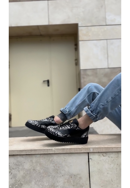 MirgeShoes Siyah Erkek Günlük Comfort Ayakkabı Gotik Desenli Kalın SYH Taban MRG010603120