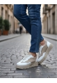 MirgeShoes Krem-Beyaz Erkek Günlük Comfort Ayakkabı Tırtıklı Yüksek Kalın KRM Taban MRG010603120