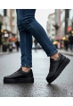 MirgeShoes Siyah Erkek Günlük Comfort Ayakkabı Tırtıklı Yüksek Kalın SYH Taban MRG010603120