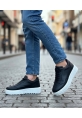 MirgeShoes Siyah Erkek Günlük Comfort Ayakkabı Tırtıklı Yüksek Kalın BYZ Taban MRG010603120