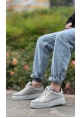 MirgeShoes Gri Erkek Günlük Spor Ayakkabı Triko Örgü Yüksek Kalın GRİ Taban MRG010603121