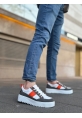 MirgeShoes Beyaz Erkek Günlük Spor Ayakkabı Renk Detaylı Tırtıklı Kalın BYZ Taban MRG010603122