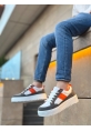 MirgeShoes Beyaz Erkek Günlük Spor Ayakkabı Renk Detaylı Tırtıklı Kalın BYZ Taban MRG010603122