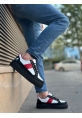 MirgeShoes Siyah-Beyaz Erkek Günlük Spor Ayakkabı Renk Detaylı Tırtıklı Kalın SHY Taban MRG010603122