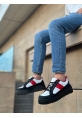 MirgeShoes Siyah-Beyaz Erkek Günlük Spor Ayakkabı Renk Detaylı Tırtıklı Kalın SHY Taban MRG010603122