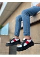 MirgeShoes Siyah-Beyaz Erkek Günlük Spor Ayakkabı Renk Detaylı Tırtıklı Kalın SHY Taban MRG010603122