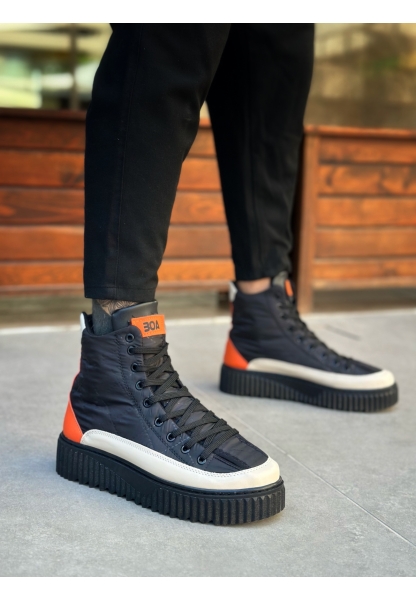 MirgeShoes Siyah Bağcıklı Erkek Spor Bot Paraşüt Kumaş Yüksek Tırtıklı SHY-BYZ-TRNC Taban MRG010603129