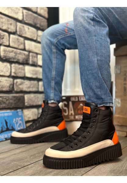 MirgeShoes Siyah Bağcıklı Erkek Spor Bot Paraşüt Kumaş Yüksek Tırtıklı SHY-BYZ-TRNC Taban MRG010603129