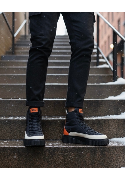 MirgeShoes Siyah Bağcıklı Erkek Spor Bot Paraşüt Kumaş Yüksek Tırtıklı SHY-BYZ-TRNC Taban MRG010603129