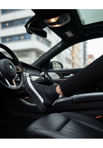 MirgeShoes Siyah Bağcıklı Erkek Spor Bot Paraşüt Kumaş Yüksek Tırtıklı SHY-BYZ Taban MRG010603129