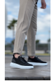 MirgeShoes Siyah Erkek Tarz Spor Ayakkabı Hava alan Örgü Triko Beyaz Taban MRG010603130
