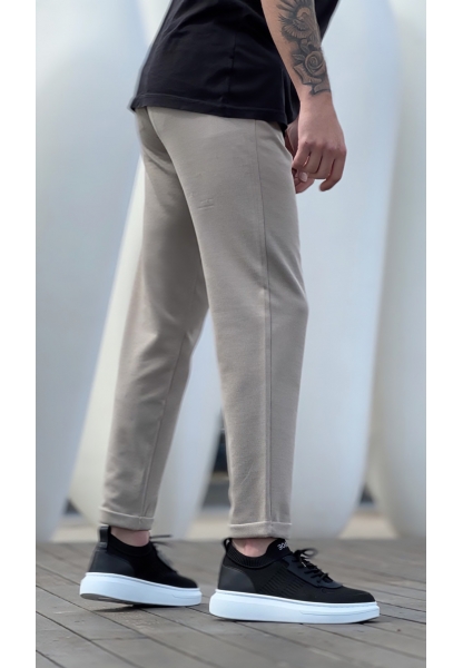 MirgeShoes Siyah Erkek Tarz Spor Ayakkabı Hava alan Örgü Triko Beyaz Taban MRG010603130