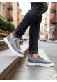 MirgeShoes Gri Erkek Günlük Spor Ayakkabı Havalı Özel Örme Triko Beyaz Taban MRG010603229