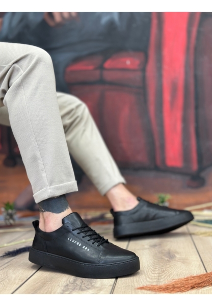 MirgeShoes Siyah Bağcıklı Erkek Casual Rugan Ayakkabı Siyah Poly Taban MRG01062422