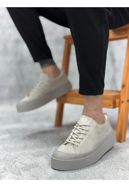 MirgeShoes Gri Bağcıklı Erkek Casual Ayakkabı Süet Özel Termo Gri Taban MRG01062818