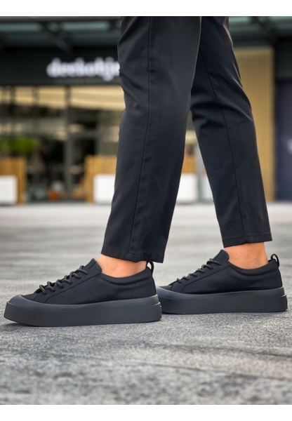 MirgeShoes Siyah Bağcıklı Erkek Casual Ayakkabı Deri Özel Termo Siyah Taban MRG01062818