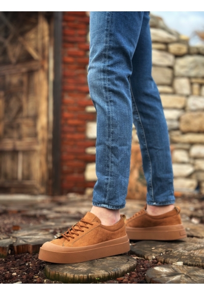 MirgeShoes Taba Bağcıklı Erkek Casual Ayakkabı Süet Özel Termo Taba Taban MRG01062818