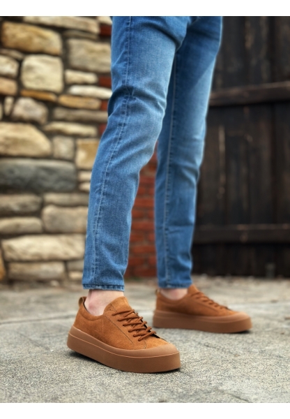 MirgeShoes Taba Bağcıklı Erkek Casual Ayakkabı Süet Özel Termo Taba Taban MRG01062818