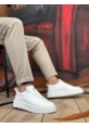 MirgeShoes Beyaz Bağcıklı Erkek Casual Spor Ayakkabı Yüksek Kalın Beyaz Taban MRG010610422