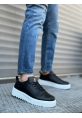 MirgeShoes Siyah Bağcıklı Erkek Casual Spor Ayakkabı Yüksek Kalın Beyaz Taban MRG010610422