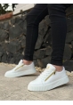 MirgeShoes Beyaz Çift Fermuarlı Erkek Casual Ayakkabı Kalın Yüksek Taban MRG01062626
