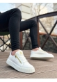 MirgeShoes Beyaz Çift Fermuarlı Erkek Casual Ayakkabı Kalın Yüksek Taban MRG01062626