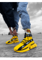 MirgeShoes Sarı Erkek Tarz Spor Ayakkabı Triko Doku Yüksek Taban SR MRG01063018