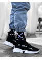 MirgeShoes Siyah Erkek Tarz Spor Ayakkabı Triko Doku Yüksek Taban SYH MRG01063018