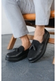MirgeShoes Siyah Tokalı Erkek Loafer Ayakkabı Kalın SYH Taban MRG0106002320