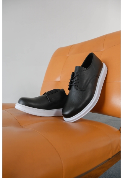 MirgeShoes Siyah Bağcıklı Erkek Classic Ayakkabı Kalın BYZ Taban MRG0106002321