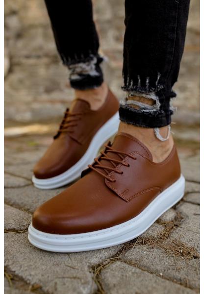 MirgeShoes Taba Bağcıklı Erkek Classic Ayakkabı Kalın BYZ Taban MRG0106002321