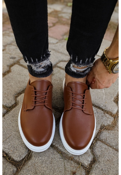 MirgeShoes Taba Bağcıklı Erkek Classic Ayakkabı Kalın BYZ Taban MRG0106002321