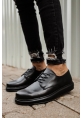 MirgeShoes Siyah Bağcıklı Erkek Classic Ayakkabı Cilt Kalın SYH Taban MRG0106002321