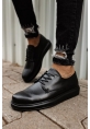 MirgeShoes Siyah Bağcıklı Erkek Classic Ayakkabı Cilt Kalın SYH Taban MRG0106002321