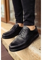 MirgeShoes Siyah Bağcıklı Erkek Classic Ayakkabı Mat Kalın SYH Taban MRG0106002321