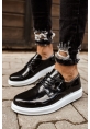 MirgeShoes Parlak Siyah Bağcıklı Erkek Classic Ayakkabı Kalın BYZ Taban MRG0106002321