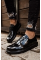 MirgeShoes Parlak Siyah Bağcıklı Erkek Classic Ayakkabı Kalın SYH Taban MRG0106002321