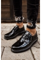MirgeShoes Parlak Siyah Bağcıklı Erkek Classic Ayakkabı Kalın SYH Taban MRG0106002321