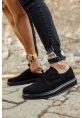 MirgeShoes Siyah Bağcıklı Erkek Classic Ayakkabı Süet Kalın SYH Taban MRG0106002321