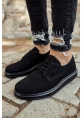 MirgeShoes Siyah Bağcıklı Erkek Classic Ayakkabı Süet Kalın SYH Taban MRG0106002321
